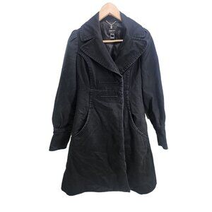 Mango‎ Suit Womens Black Cotton Trench Coat With Buttons & Pockets Size XS